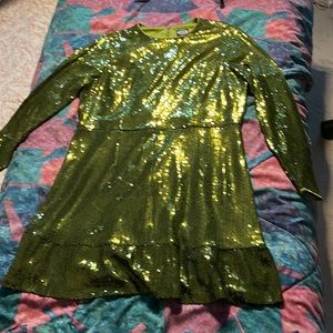 Beautiful green sequin dress mid thigh length Perfect dress for parties & church